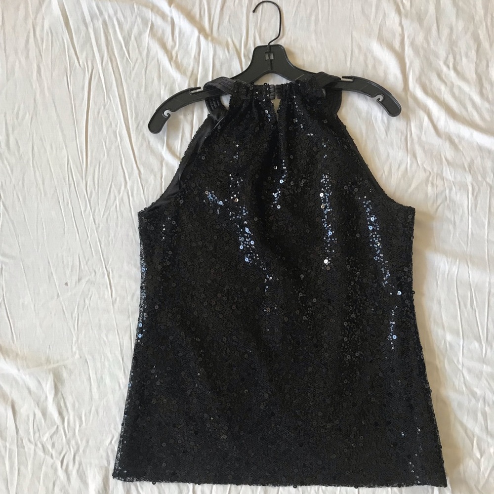 Tahari Black Sequin Halter Top | NWT | Size M